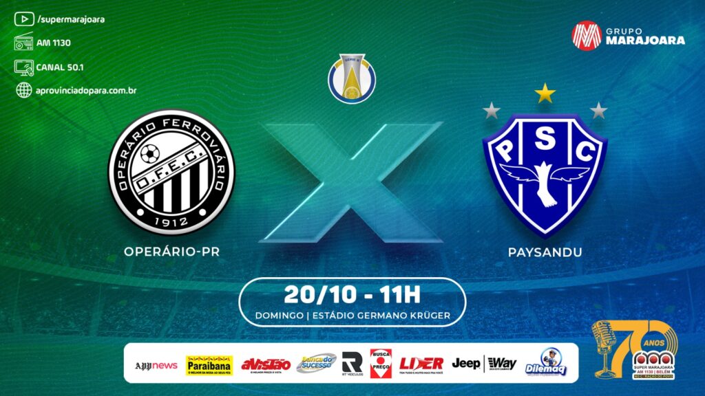 ⚽ OPERÁRIO-PR X PAYSANDU | CAMPEONATO BRASILEIRO SÉRIE B